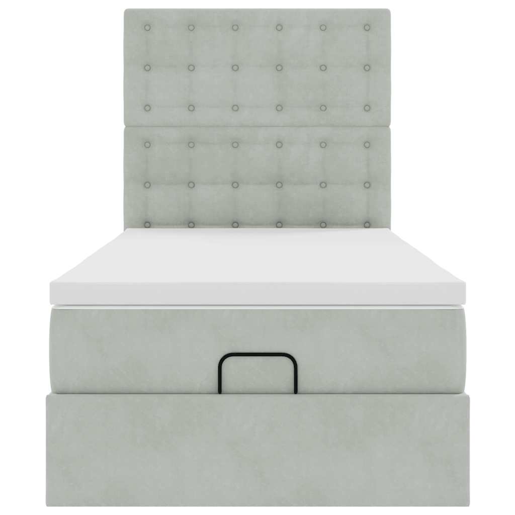 Ottoman bed met matrassen en LED's 100x200cm fluweel lichtgrijs is nu te koop bij PeponiXL, paradijselijk wonen!