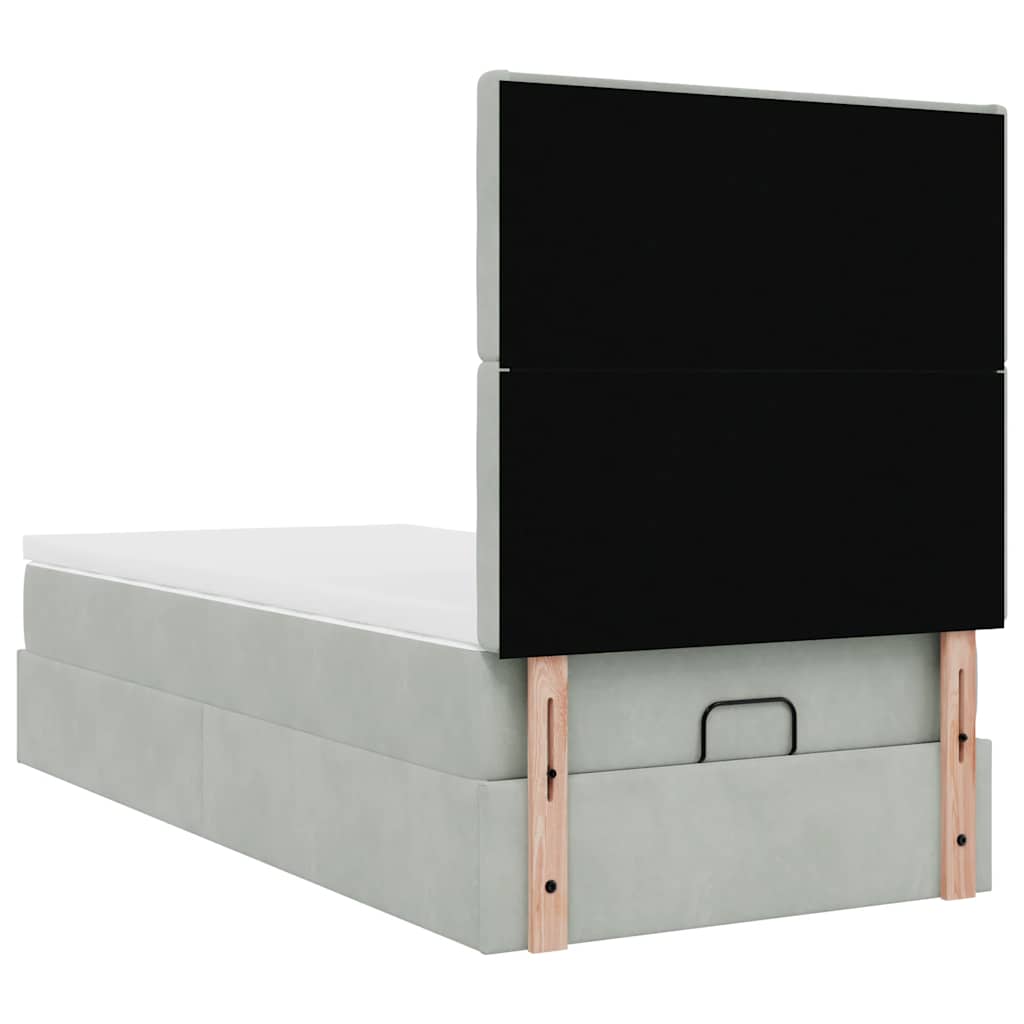 Ottoman bed met matrassen en LED's 100x200cm fluweel lichtgrijs is nu te koop bij PeponiXL, paradijselijk wonen!