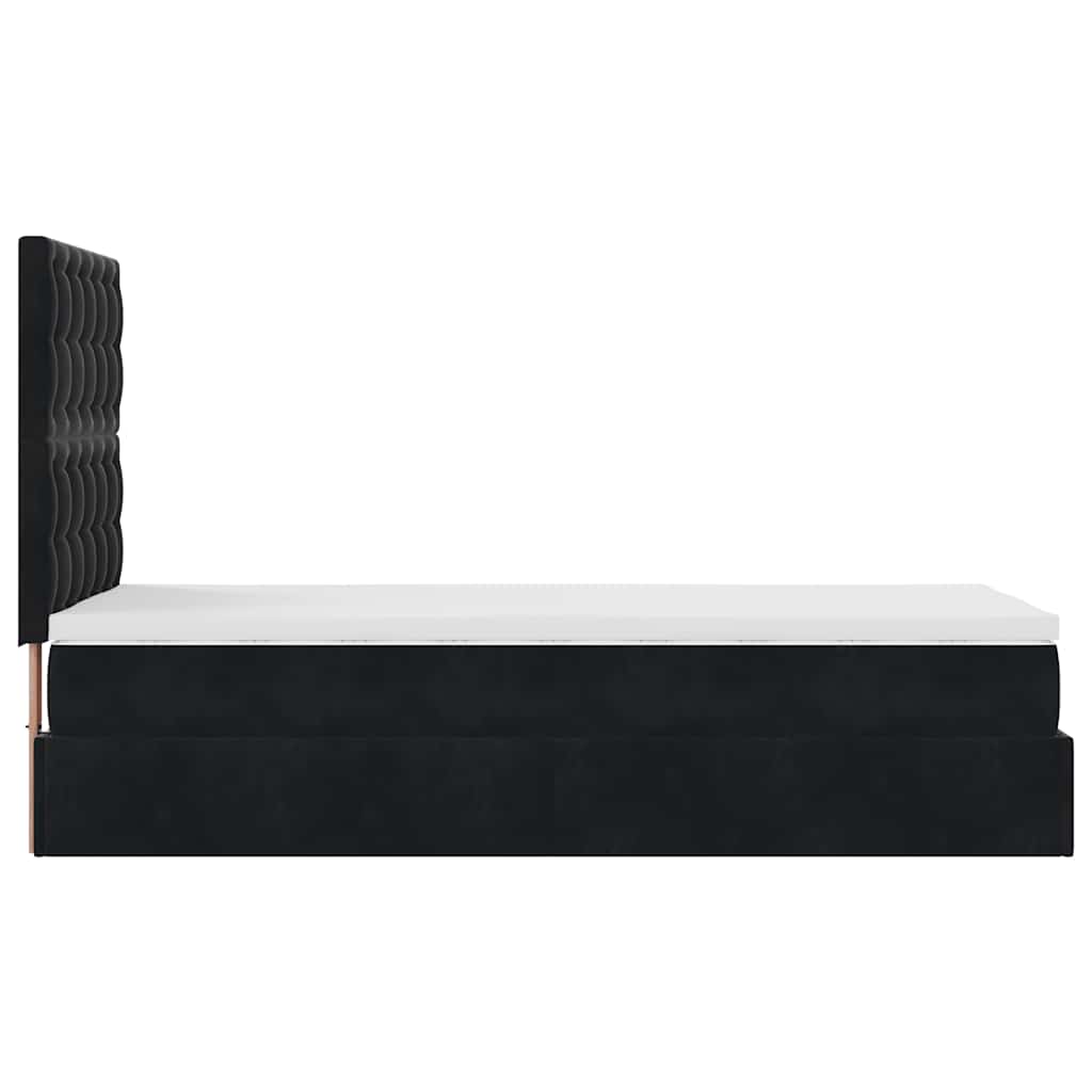 Ottoman bed met matrassen en LED's 100x200cm fluweel zwart is nu te koop bij PeponiXL, paradijselijk wonen!