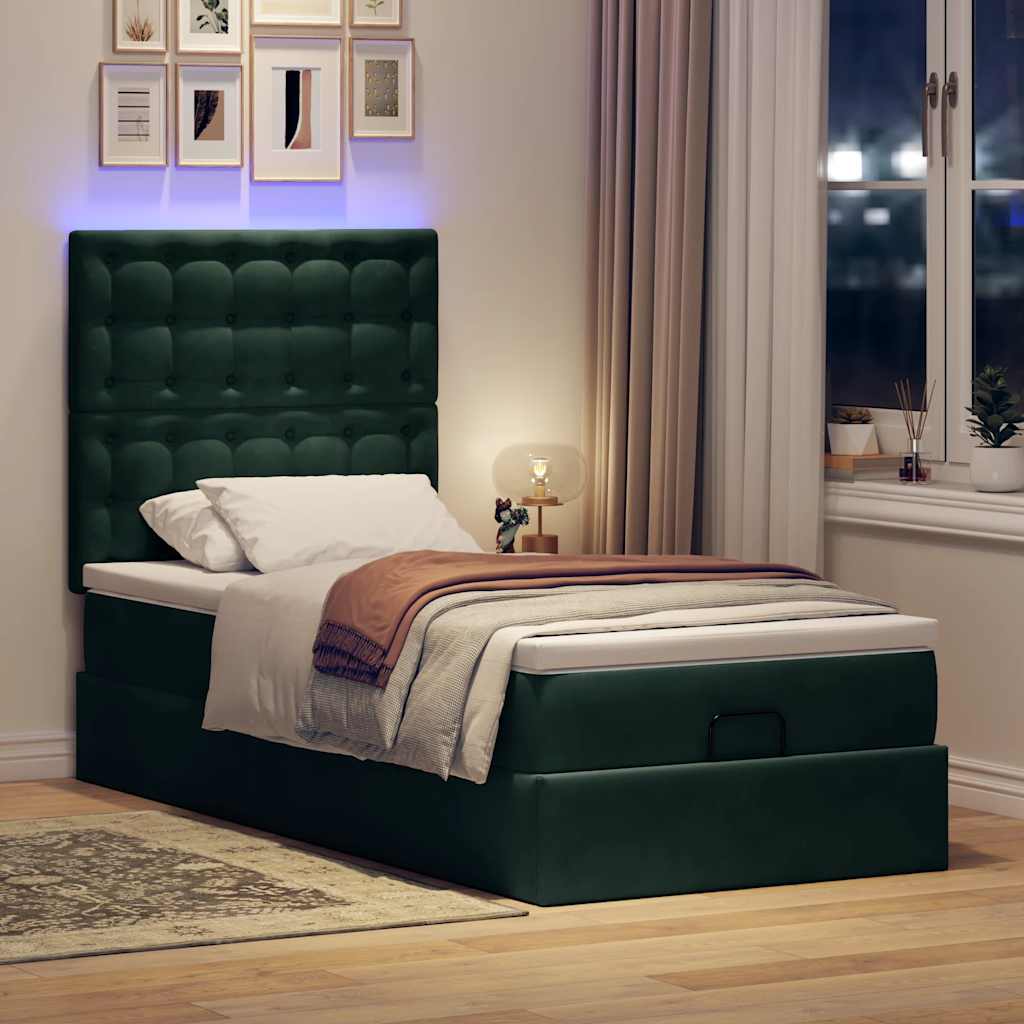Ottoman bed met matrassen en LED's 100x200cm fluweel is nu te koop bij PeponiXL, paradijselijk wonen!
