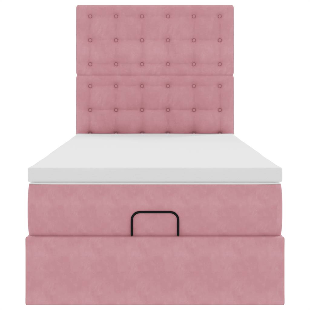 Ottoman bed met matrassen en LED's 100x200cm fluweel roze is nu te koop bij PeponiXL, paradijselijk wonen!