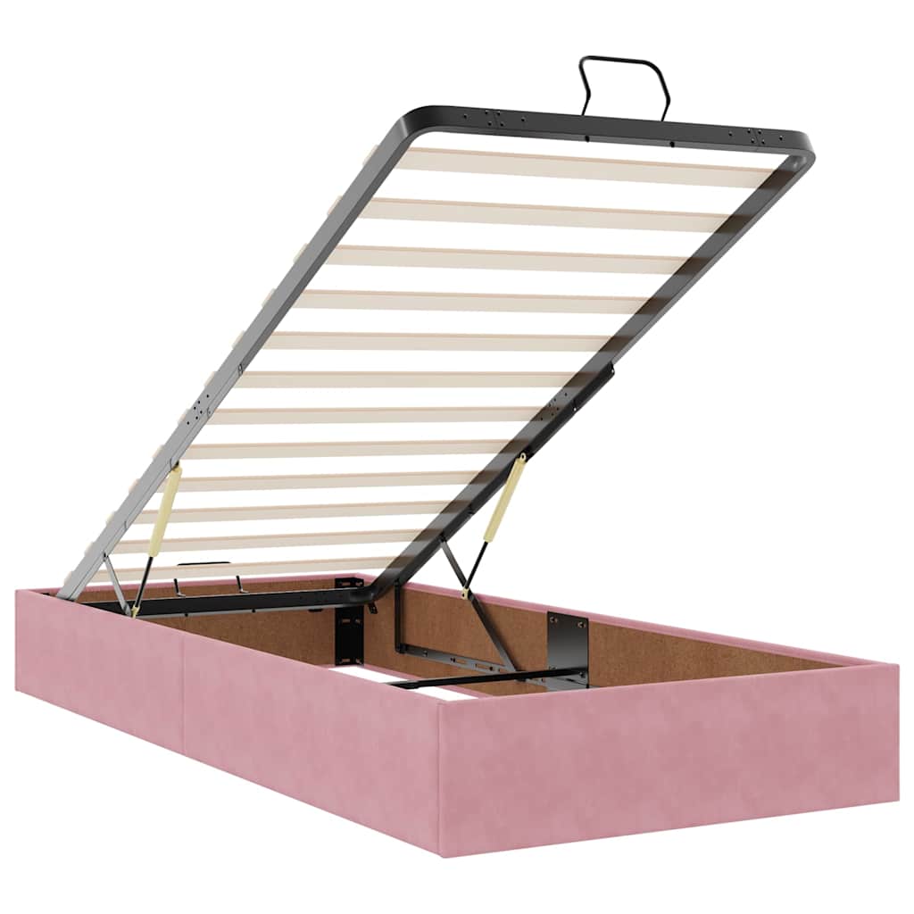 Ottoman bed met matrassen en LED's 100x200cm fluweel roze is nu te koop bij PeponiXL, paradijselijk wonen!