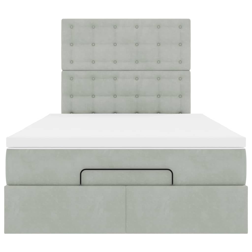Ottoman bed met matrassen en LED's 120x190cm fluweel lichtgrijs is nu te koop bij PeponiXL, paradijselijk wonen!