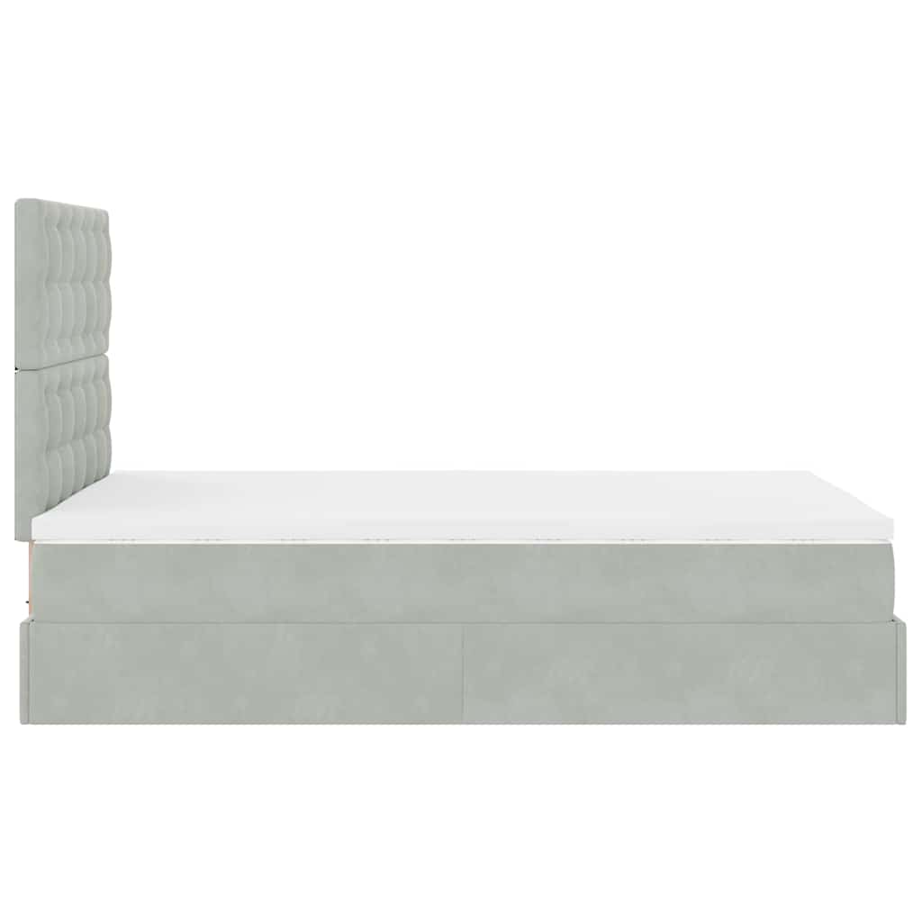 Ottoman bed met matrassen en LED's 120x190cm fluweel lichtgrijs is nu te koop bij PeponiXL, paradijselijk wonen!