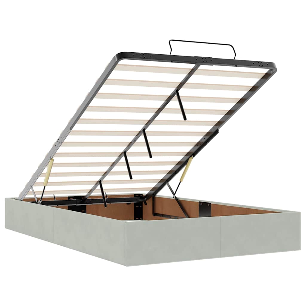 Ottoman bed met matrassen en LED's 120x190cm fluweel lichtgrijs is nu te koop bij PeponiXL, paradijselijk wonen!
