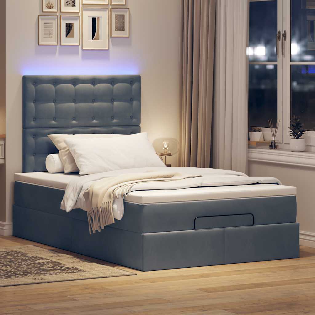 Ottoman bed met matrassen en LED's 120x190cm fluweel is nu te koop bij PeponiXL, paradijselijk wonen!