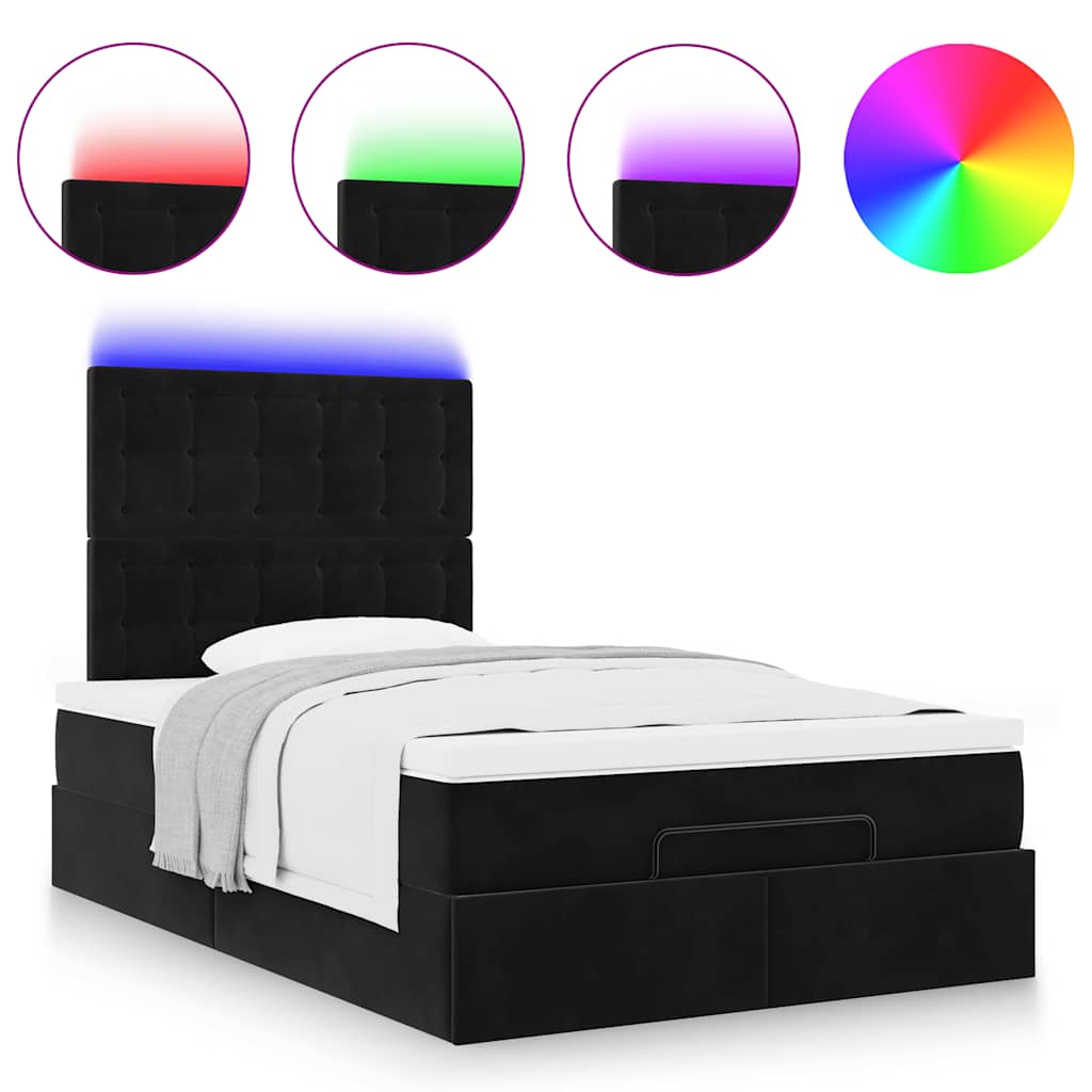 Ottoman bed met matrassen en LED's 120x190cm fluweel zwart is nu te koop bij PeponiXL, paradijselijk wonen!