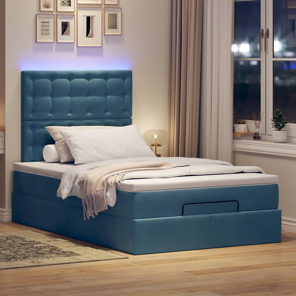 Ottoman bed met matrassen en LED's 120x190cm fluweel is nu te koop bij PeponiXL, paradijselijk wonen!
