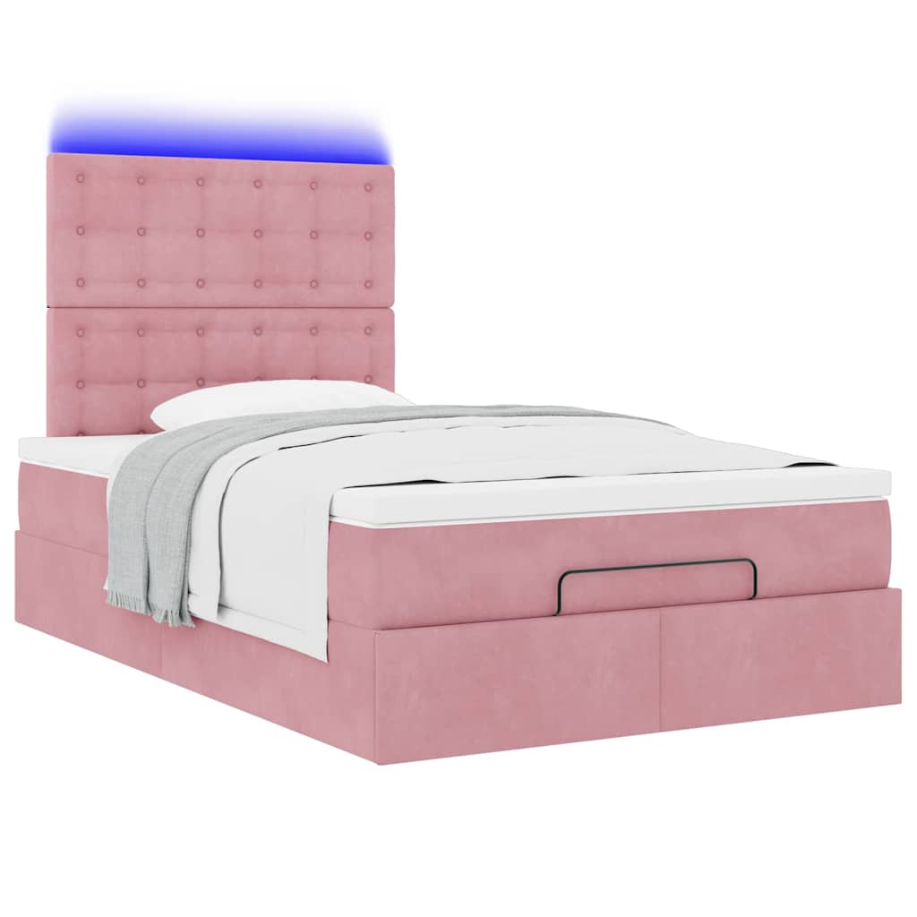 Ottoman bed met matrassen en LED's 120x190cm fluweel roze is nu te koop bij PeponiXL, paradijselijk wonen!
