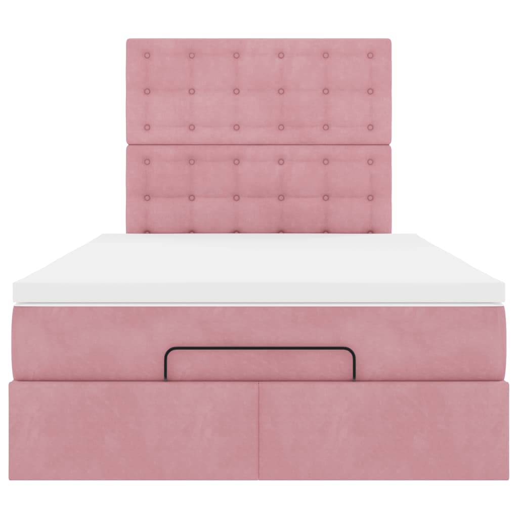 Ottoman bed met matrassen en LED's 120x190cm fluweel roze is nu te koop bij PeponiXL, paradijselijk wonen!