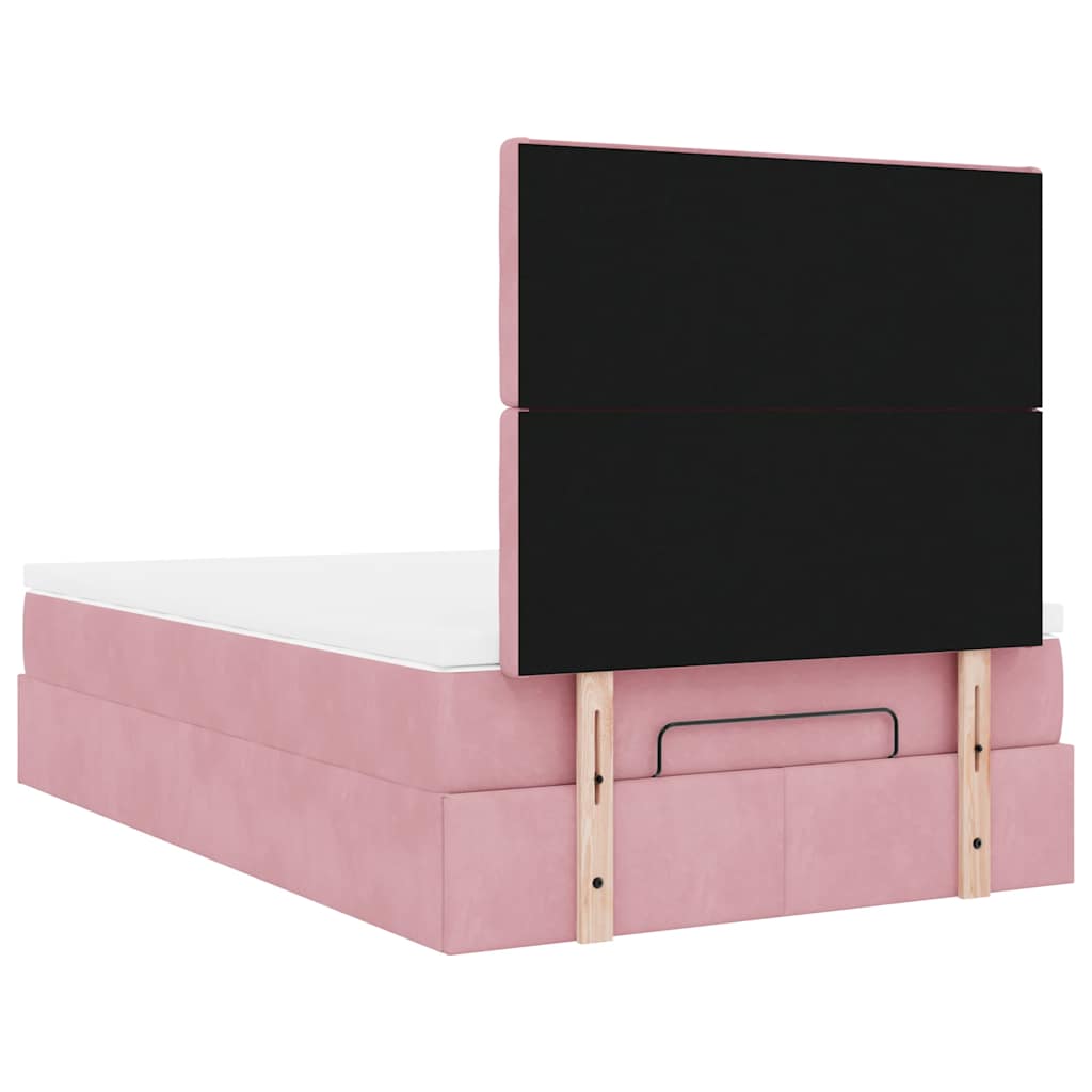 Ottoman bed met matrassen en LED's 120x190cm fluweel roze is nu te koop bij PeponiXL, paradijselijk wonen!