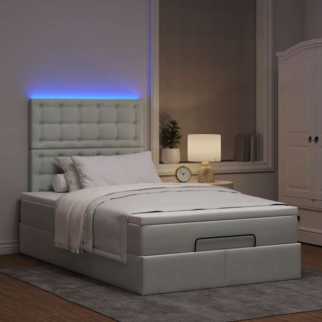 Ottoman bed met matrassen en LED's 120x200cm fluweel lichtgrijs is nu te koop bij PeponiXL, paradijselijk wonen!
