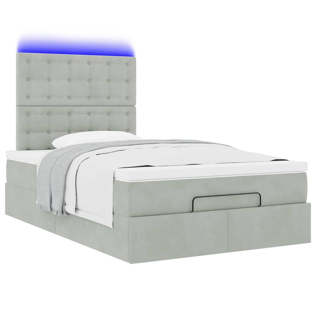 Ottoman bed met matrassen en LED's 120x200cm fluweel lichtgrijs is nu te koop bij PeponiXL, paradijselijk wonen!
