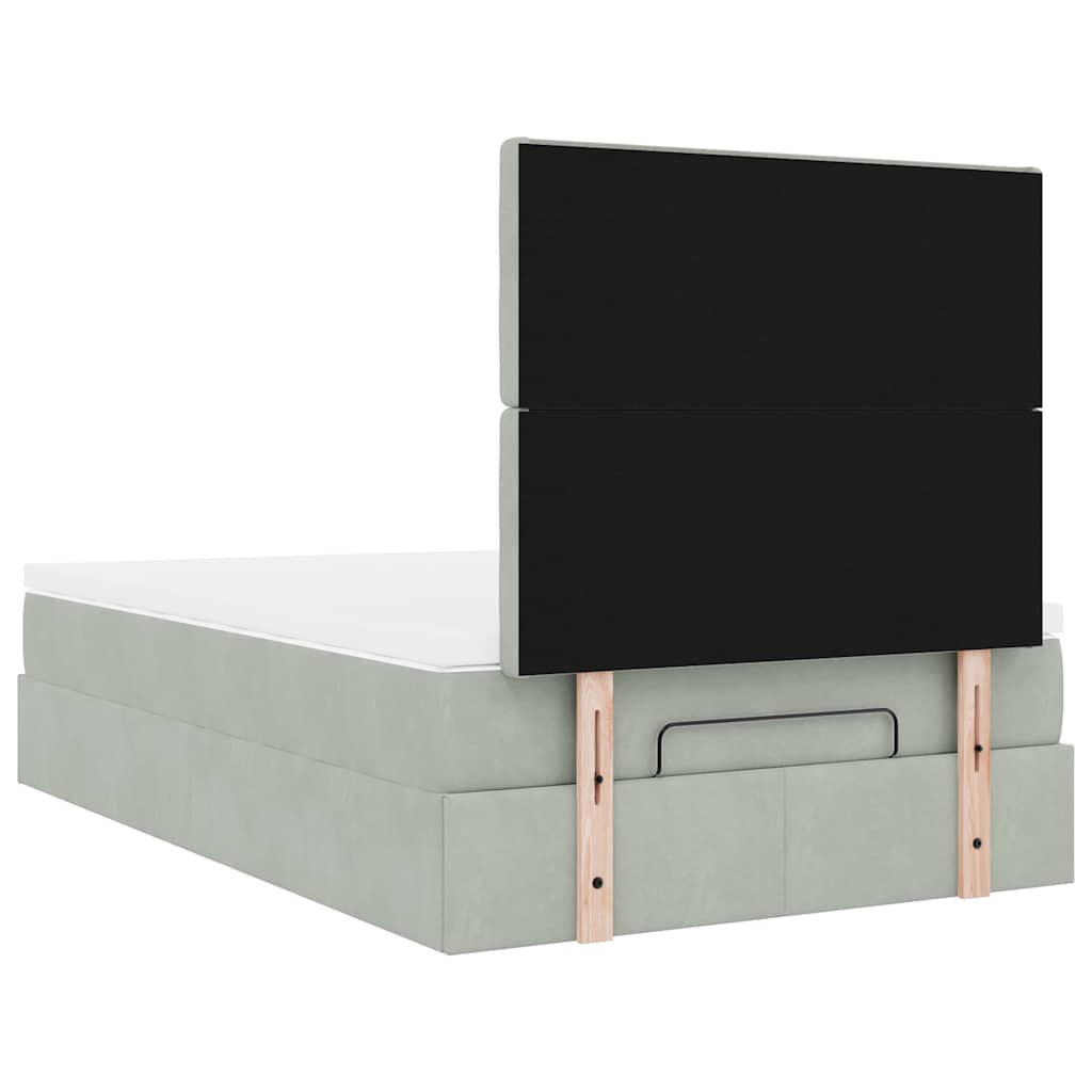 Ottoman bed met matrassen en LED's 120x200cm fluweel lichtgrijs is nu te koop bij PeponiXL, paradijselijk wonen!