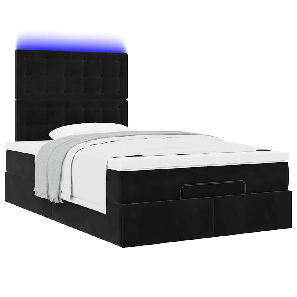 Ottoman bed met matrassen en LED's 120x200cm fluweel zwart is nu te koop bij PeponiXL, paradijselijk wonen!