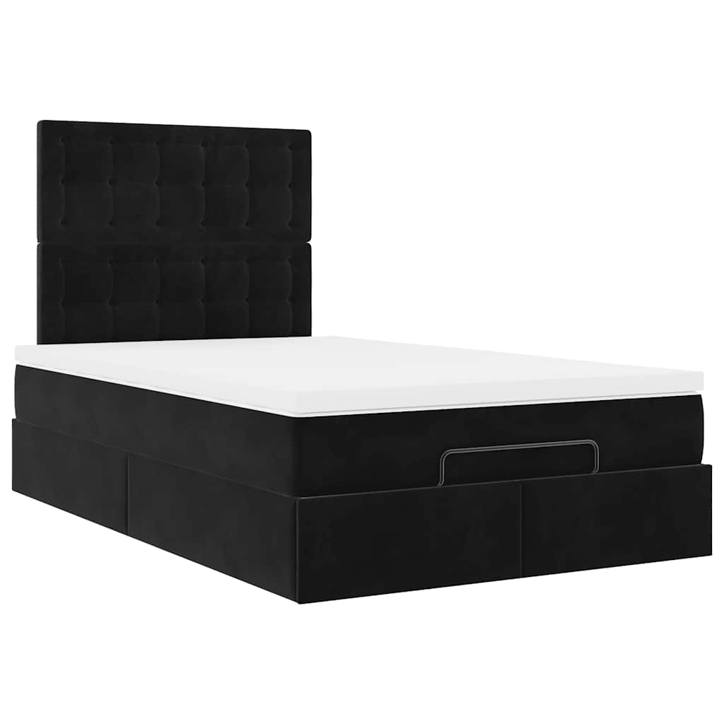 Ottoman bed met matrassen en LED's 120x200cm fluweel zwart is nu te koop bij PeponiXL, paradijselijk wonen!