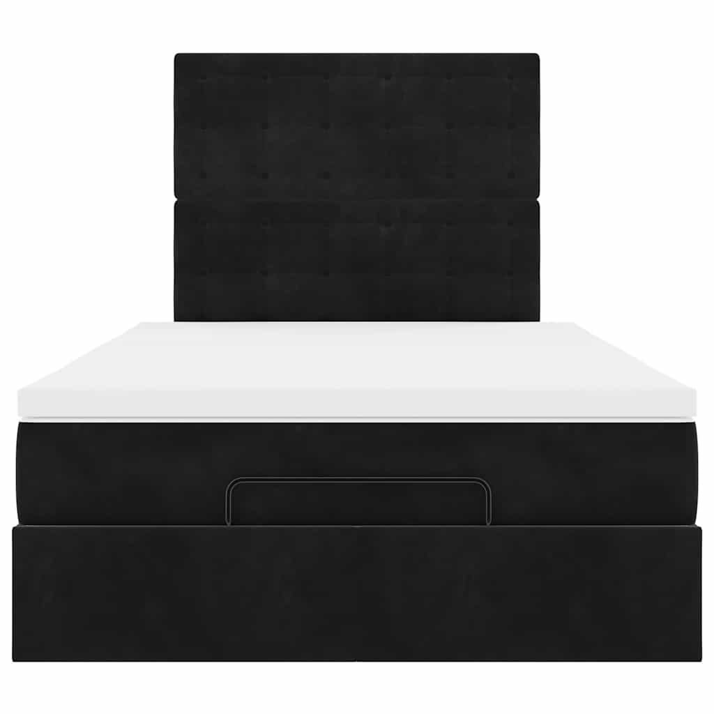 Ottoman bed met matrassen en LED's 120x200cm fluweel zwart is nu te koop bij PeponiXL, paradijselijk wonen!