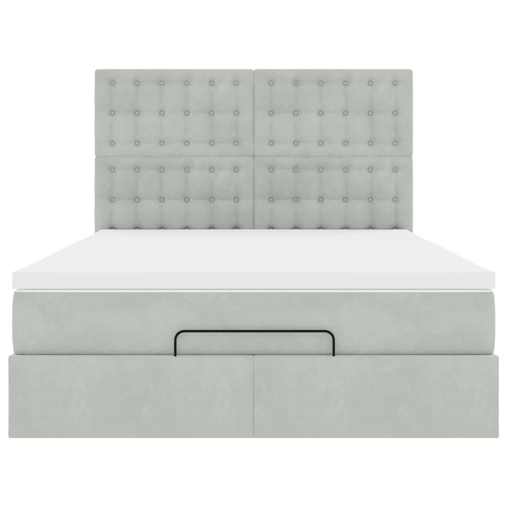 Ottoman bed met matrassen en LED's 140x190cm fluweel lichtgrijs is nu te koop bij PeponiXL, paradijselijk wonen!