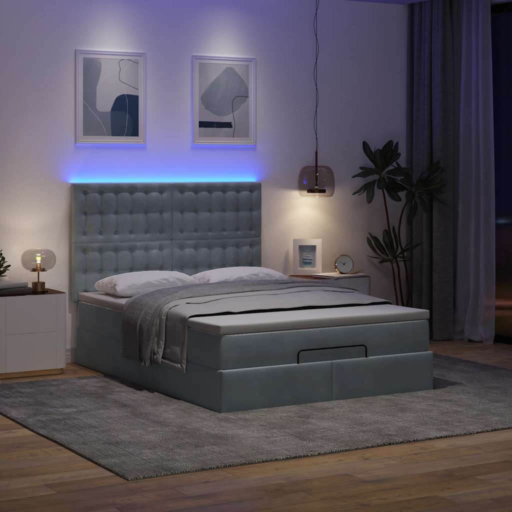 Ottoman bed met matrassen en LED's 140x190cm fluweel is nu te koop bij PeponiXL, paradijselijk wonen!
