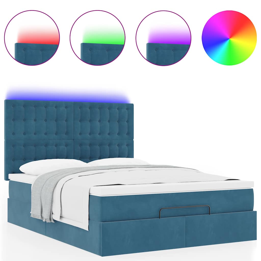 Ottoman bed met matrassen en LED's 140x190cm fluweel is nu te koop bij PeponiXL, paradijselijk wonen!