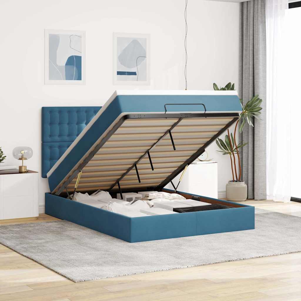 Ottoman bed met matrassen en LED's 140x190cm fluweel is nu te koop bij PeponiXL, paradijselijk wonen!