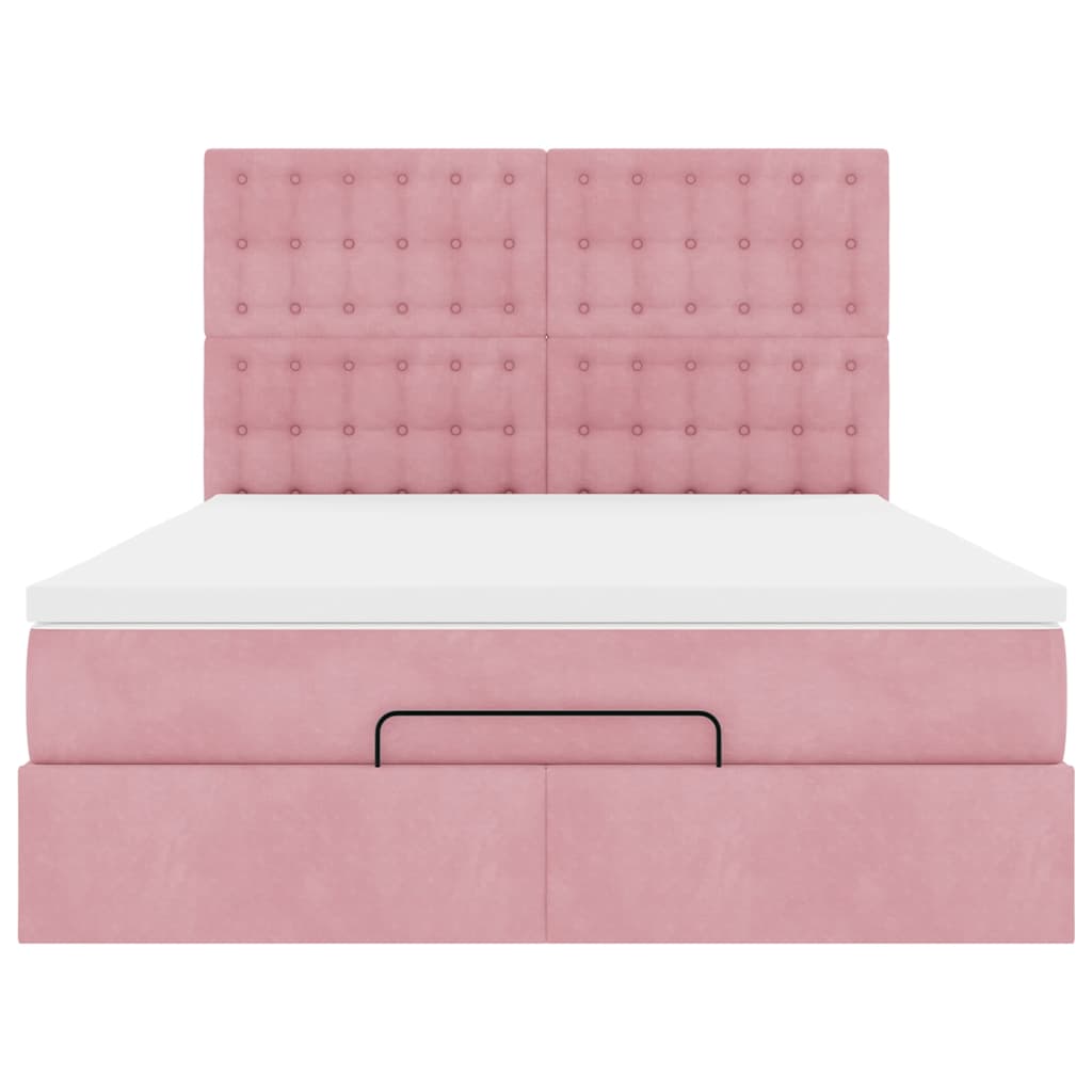 Ottoman bed met matrassen en LED's 140x200cm fluweel roze is nu te koop bij PeponiXL, paradijselijk wonen!