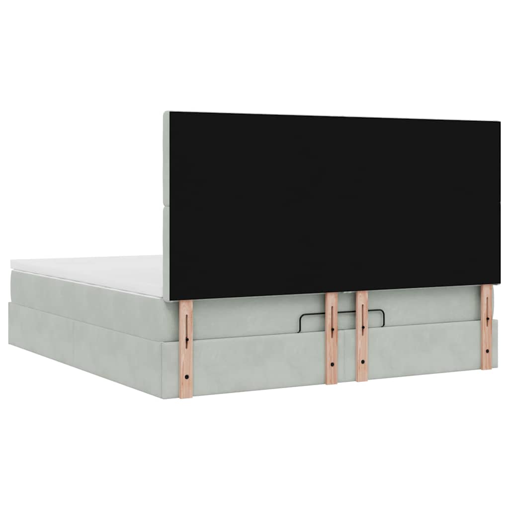 Ottoman bed met matrassen en LED's 160x200cm fluweel lichtgrijs is nu te koop bij PeponiXL, paradijselijk wonen!