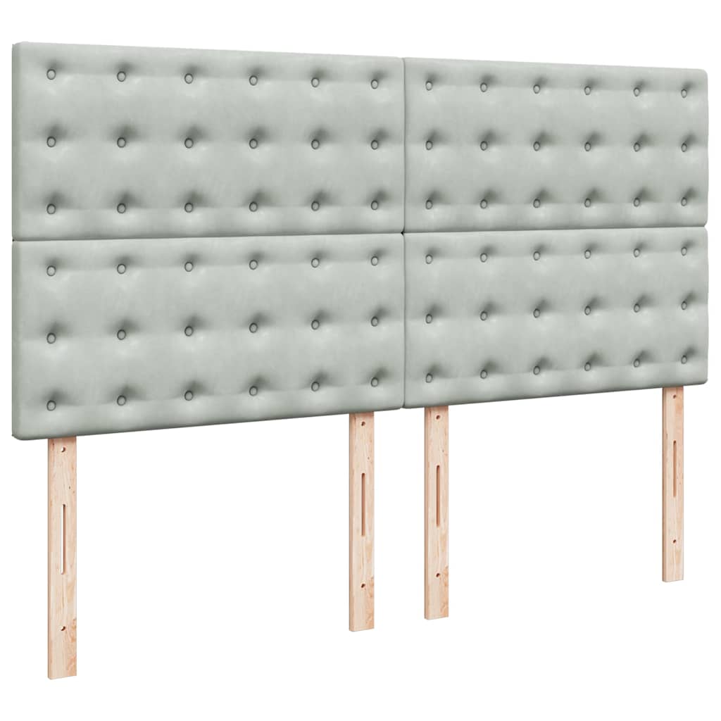 Ottoman bed met matrassen en LED's 160x200cm fluweel lichtgrijs is nu te koop bij PeponiXL, paradijselijk wonen!