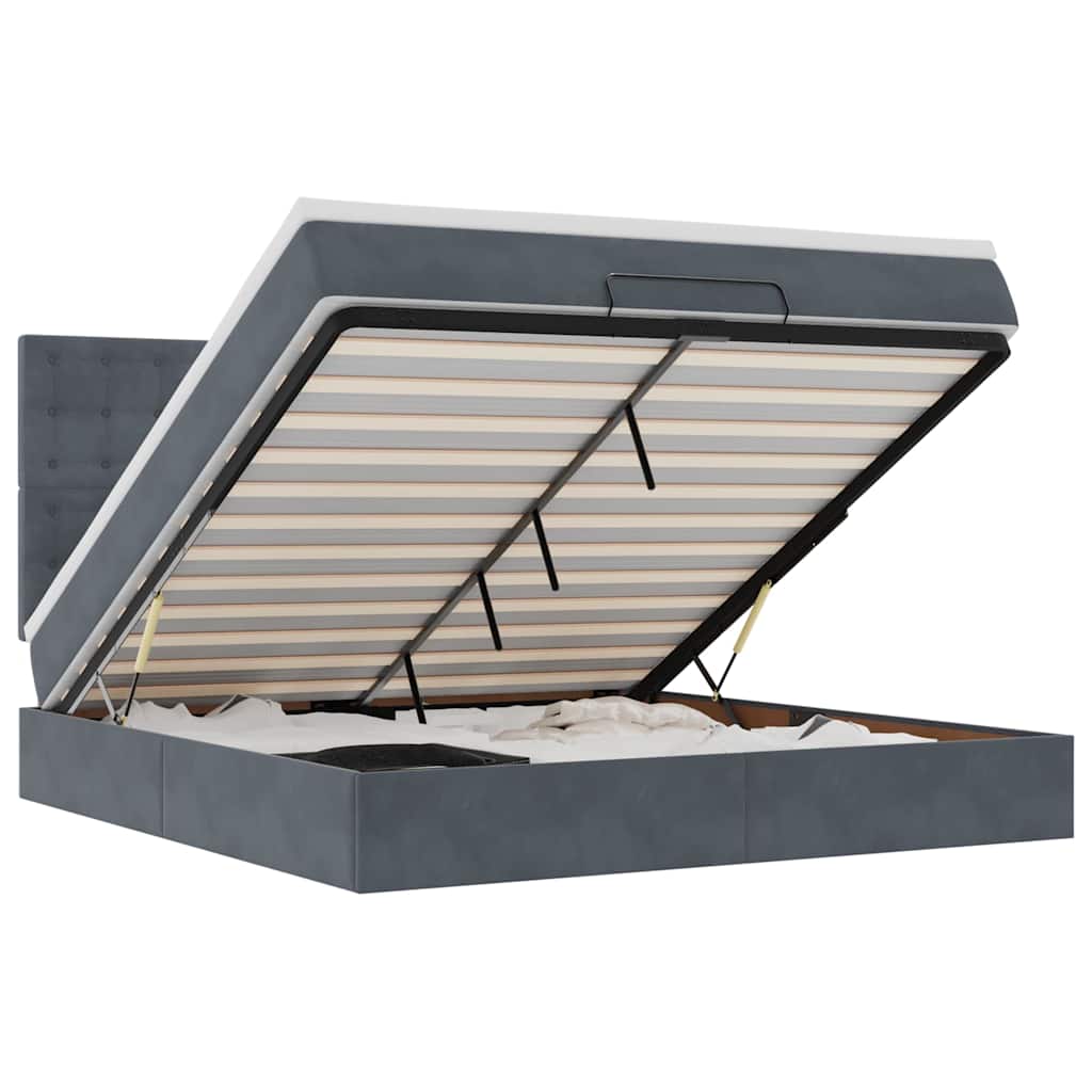 Ottoman bed met matrassen en LED's 160x200cm fluweel is nu te koop bij PeponiXL, paradijselijk wonen!