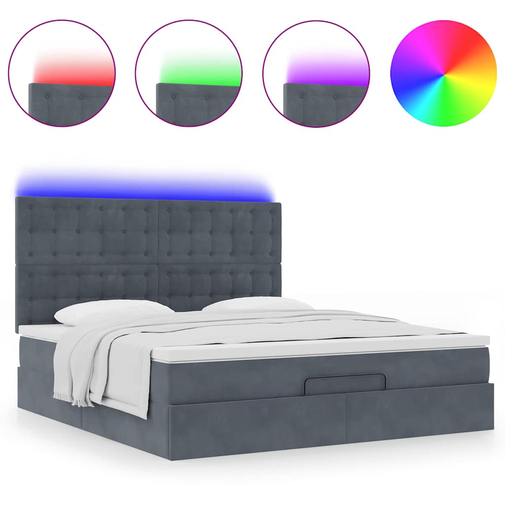 Ottoman bed met matrassen en LED's 160x200cm fluweel is nu te koop bij PeponiXL, paradijselijk wonen!