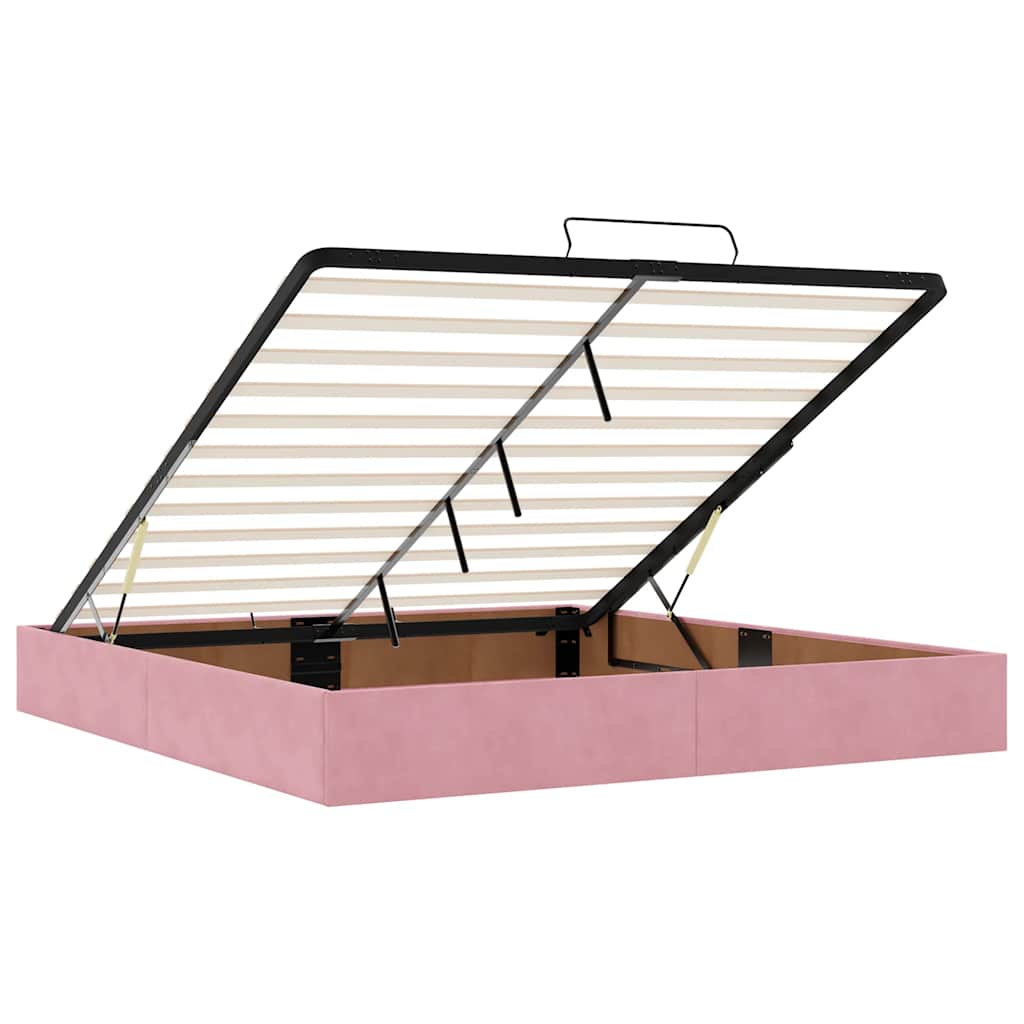 Ottoman bed met matrassen en LED's 160x200cm fluweel roze is nu te koop bij PeponiXL, paradijselijk wonen!
