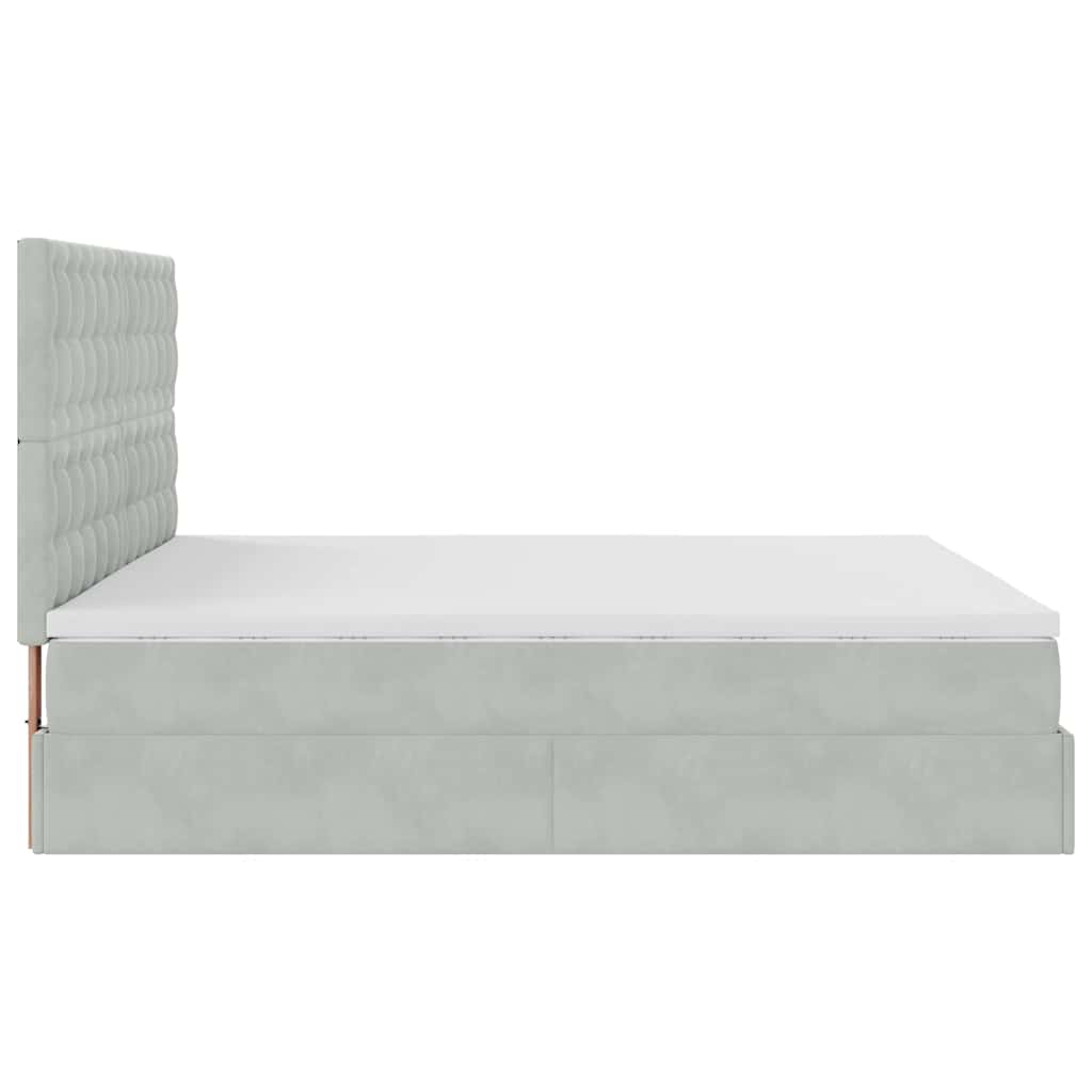 Ottoman bed met matrassen en LED's 180x200cm fluweel lichtgrijs is nu te koop bij PeponiXL, paradijselijk wonen!