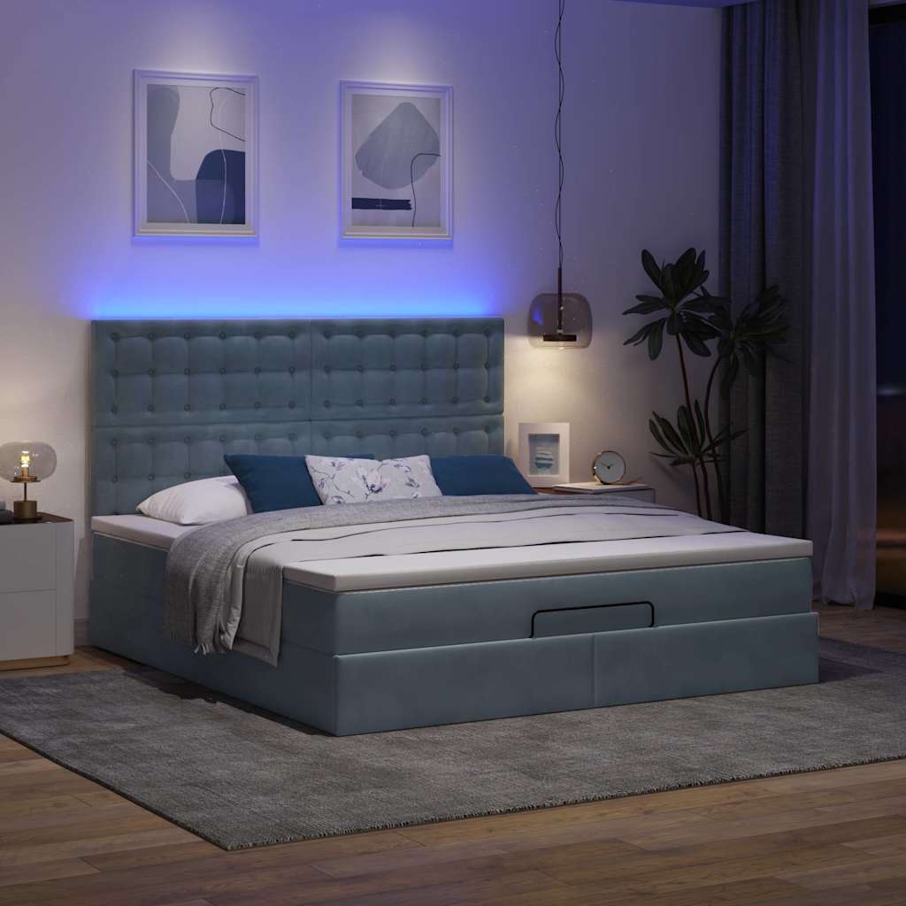 Ottoman bed met matrassen en LED's 180x200cm fluweel is nu te koop bij PeponiXL, paradijselijk wonen!
