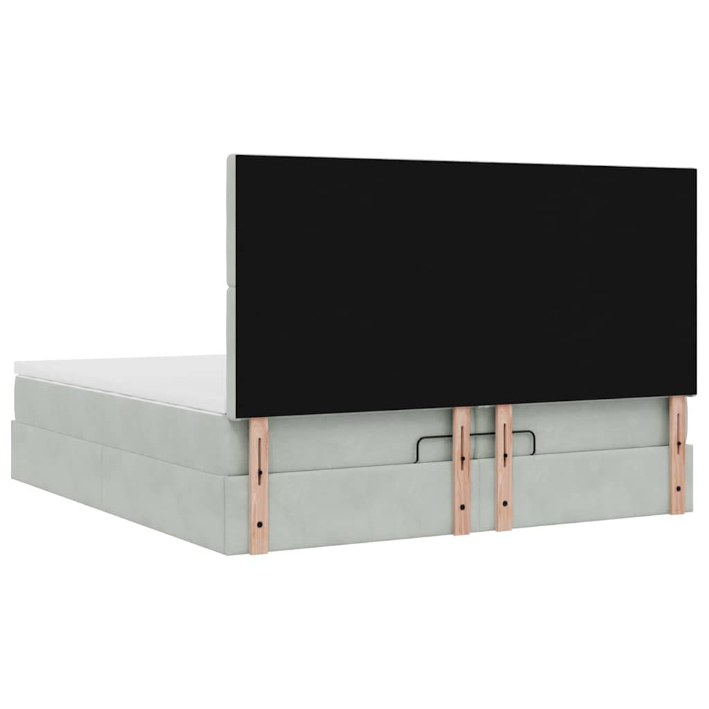 Ottoman bed met matrassen en LED's 200x200cm fluweel lichtgrijs is nu te koop bij PeponiXL, paradijselijk wonen!