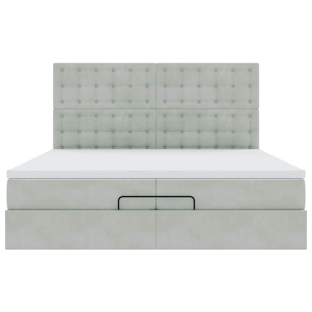 Ottoman bed met matrassen en LED's 200x200cm fluweel lichtgrijs is nu te koop bij PeponiXL, paradijselijk wonen!