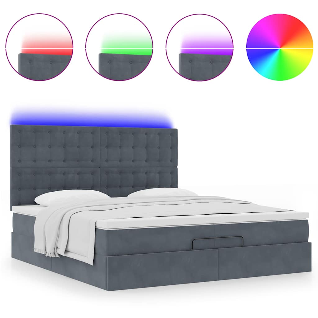 Ottoman bed met matrassen en LED's 200x200cm fluweel is nu te koop bij PeponiXL, paradijselijk wonen!