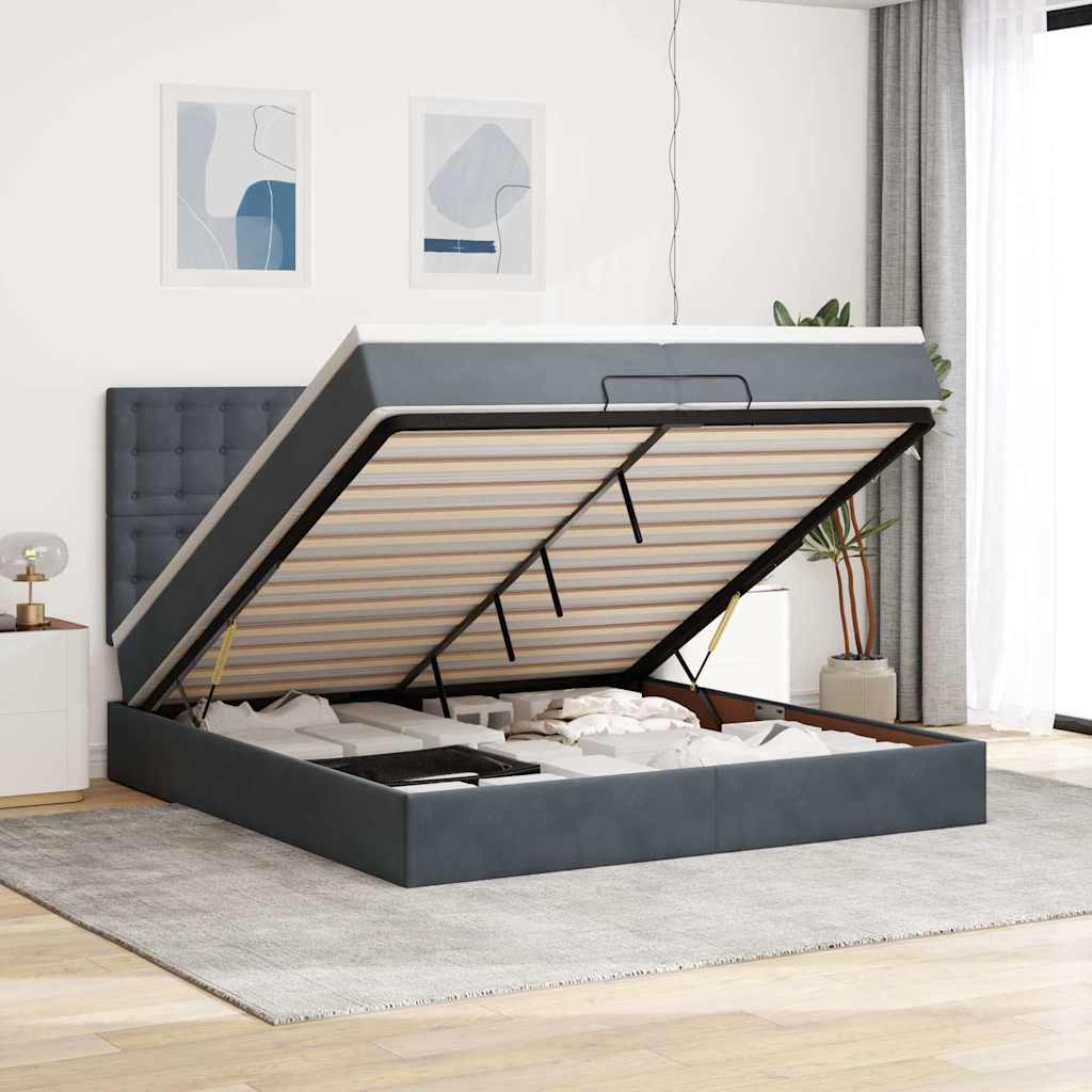 Ottoman bed met matrassen en LED's 200x200cm fluweel is nu te koop bij PeponiXL, paradijselijk wonen!