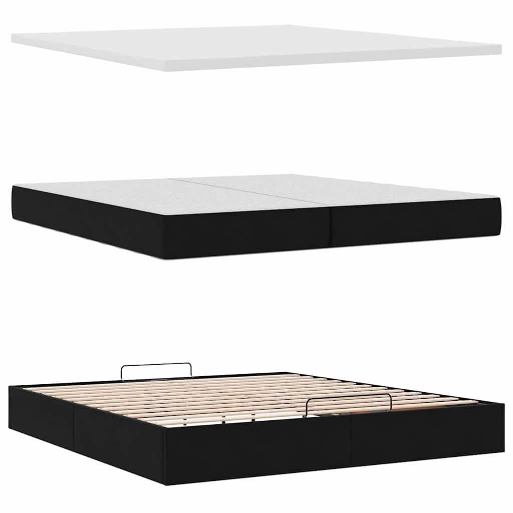 Ottoman bed met matrassen en LED's 200x200cm fluweel zwart is nu te koop bij PeponiXL, paradijselijk wonen!