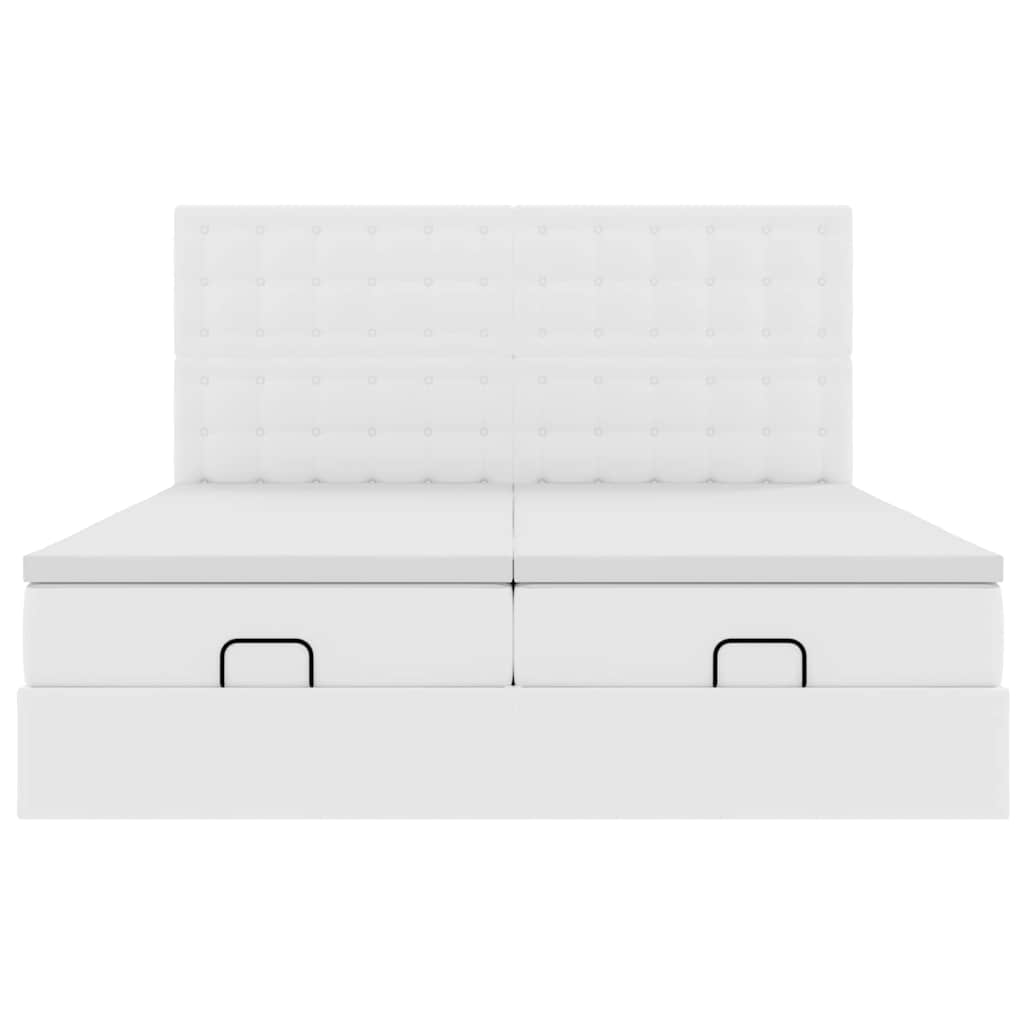 Bed poef met matrassen en LED's 180x200cm kunstleer zuiver wit is nu te koop bij PeponiXL, paradijselijk wonen!