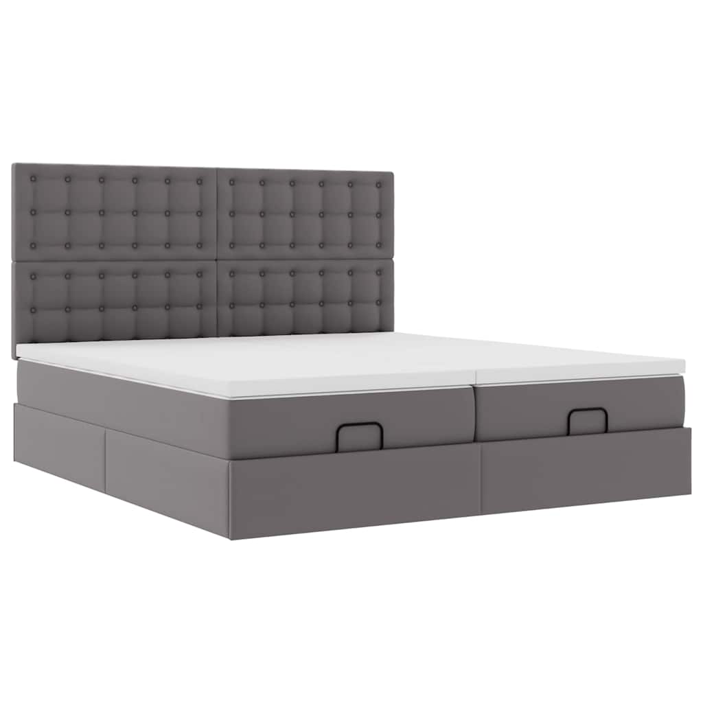 Bed poef met matrassen en LED's 180x200cm kunstleer grijs is nu te koop bij PeponiXL, paradijselijk wonen!