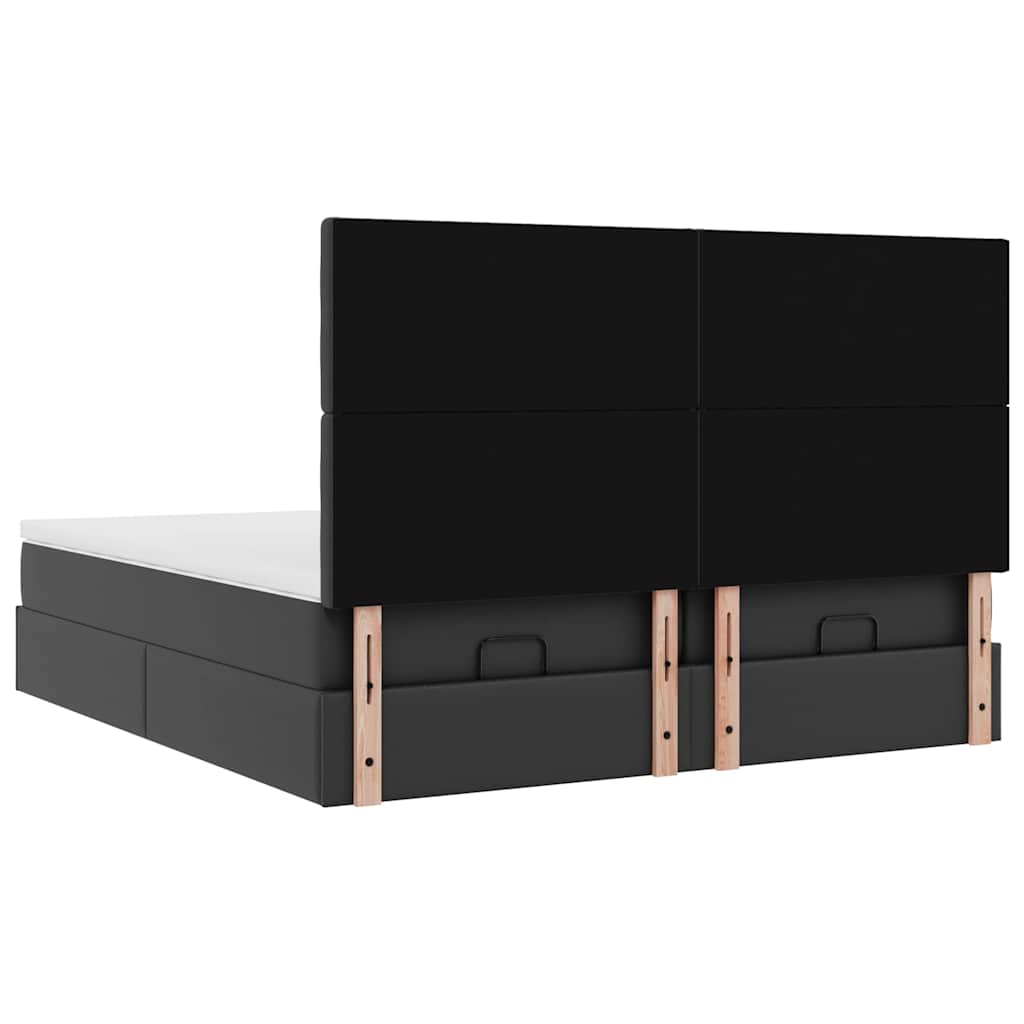 Ottoman bed met matrassen en LED's 200x200cm kunstleer zwart is nu te koop bij PeponiXL, paradijselijk wonen!