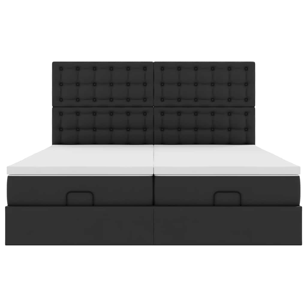 Ottoman bed met matrassen en LED's 200x200cm kunstleer zwart is nu te koop bij PeponiXL, paradijselijk wonen!
