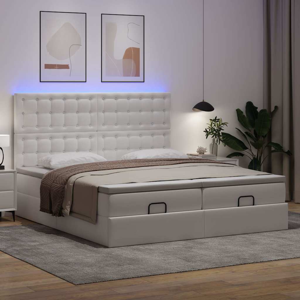 Ottoman bed met matrassen en LED's 200x200cm kunstleer is nu te koop bij PeponiXL, paradijselijk wonen!