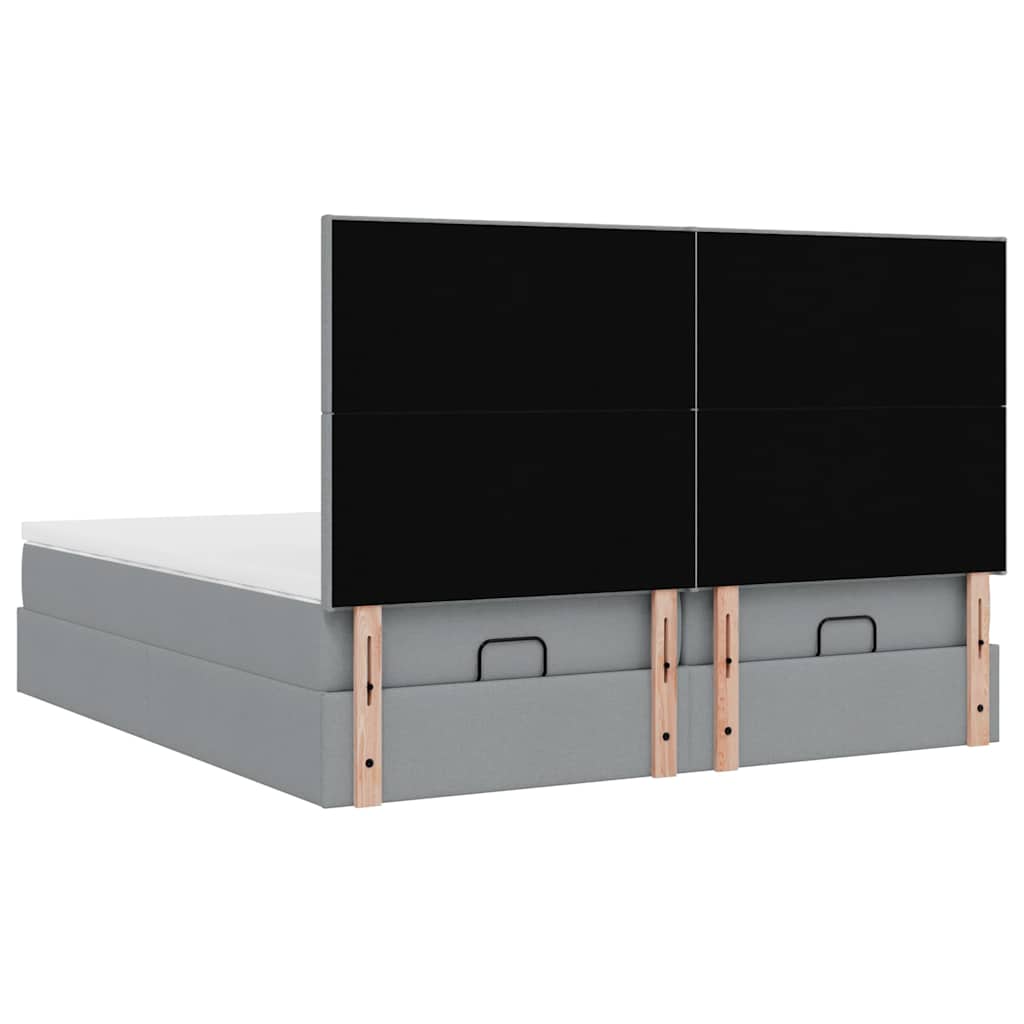 Ottoman bed met matrassen en LED's 160x200cm stof lichtgrijs is nu te koop bij PeponiXL, paradijselijk wonen!