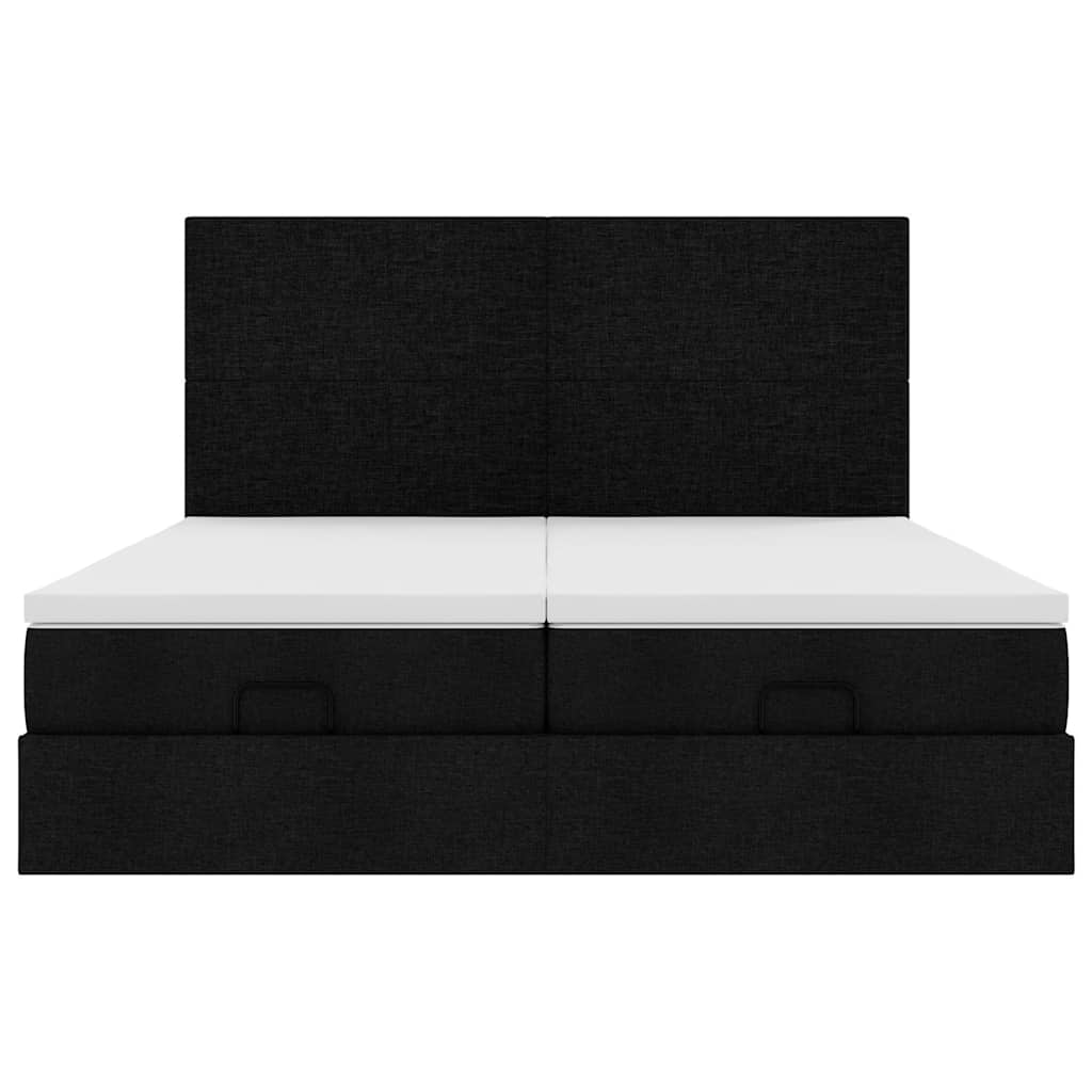 Ottoman bed met matrassen en LED's 160x200cm stof zwart is nu te koop bij PeponiXL, paradijselijk wonen!