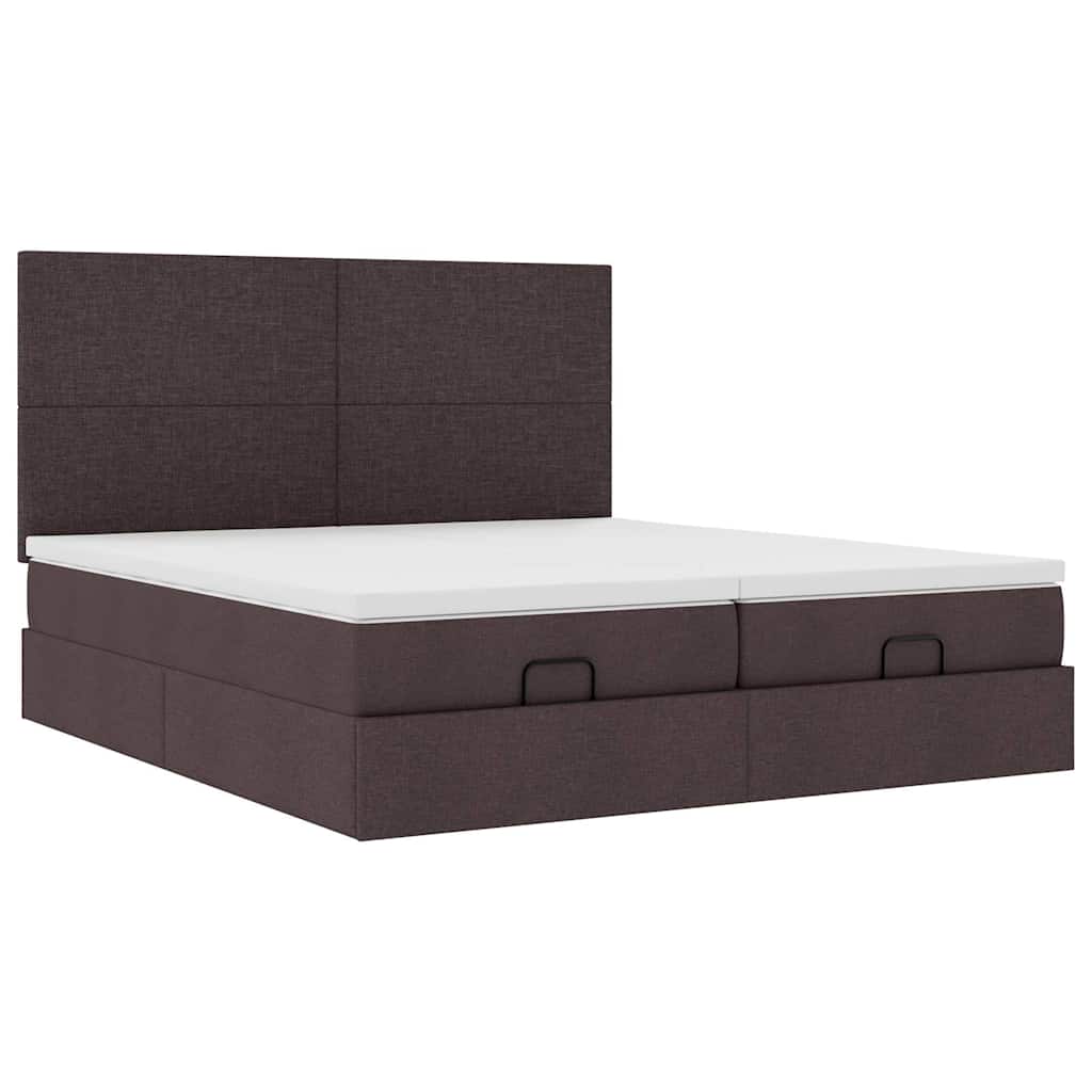 Ottoman bed met matrassen en LED's 160x200cm stof donkerbruin is nu te koop bij PeponiXL, paradijselijk wonen!