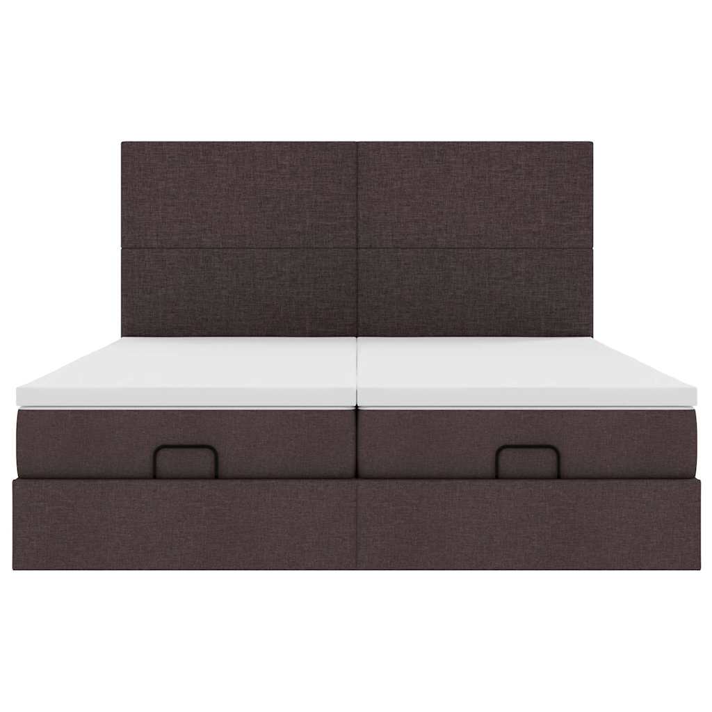 Ottoman bed met matrassen en LED's 160x200cm stof donkerbruin is nu te koop bij PeponiXL, paradijselijk wonen!