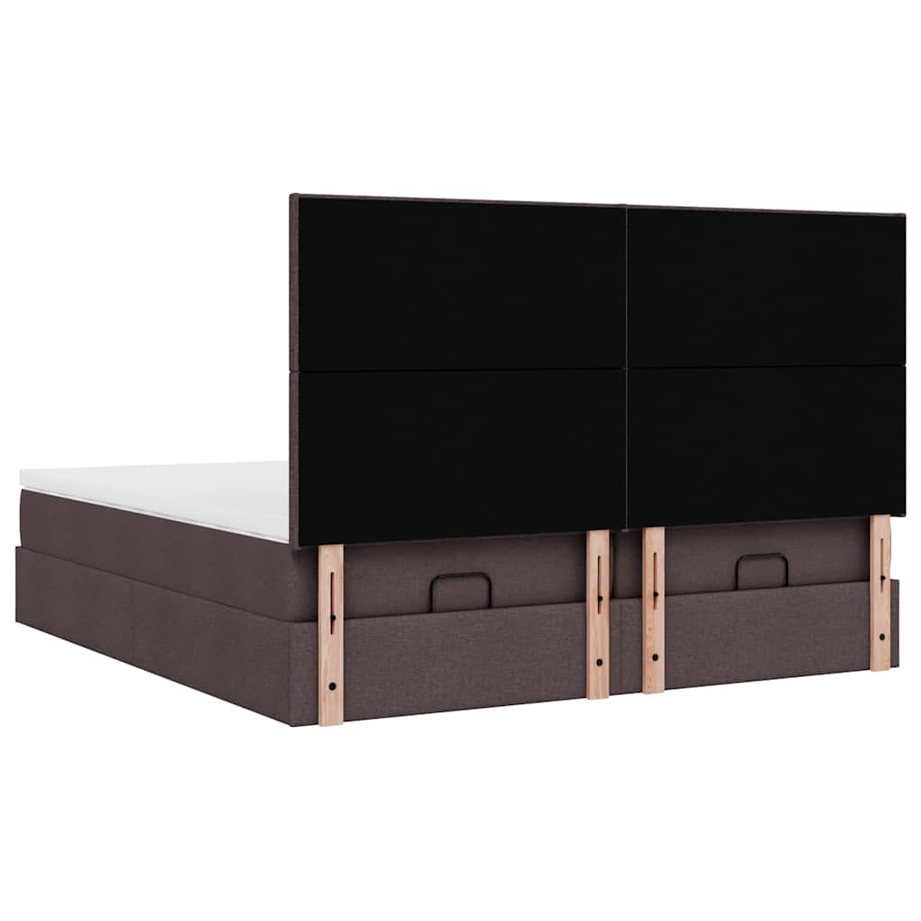 Ottoman bed met matrassen en LED's 160x200cm stof donkerbruin is nu te koop bij PeponiXL, paradijselijk wonen!