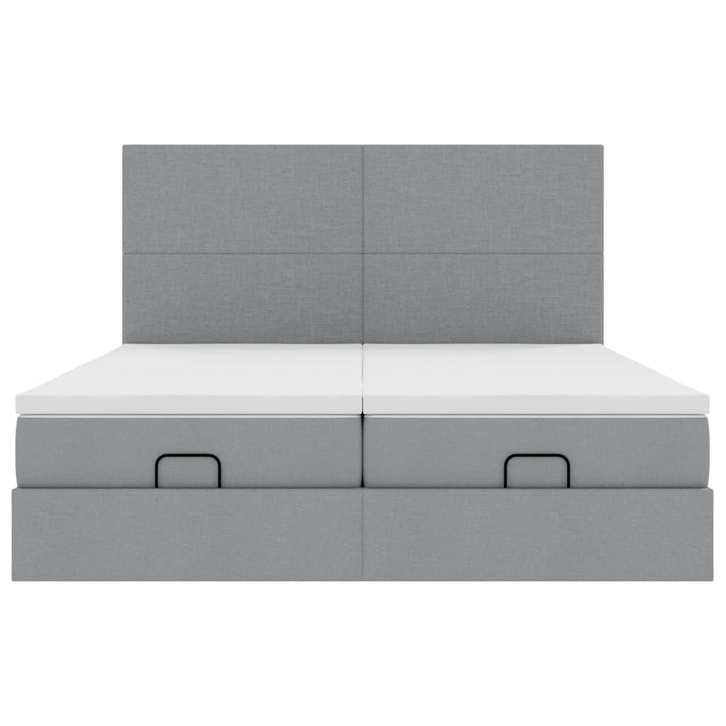 Ottoman bed met matrassen en LED's 180x200cm stof lichtgrijs is nu te koop bij PeponiXL, paradijselijk wonen!
