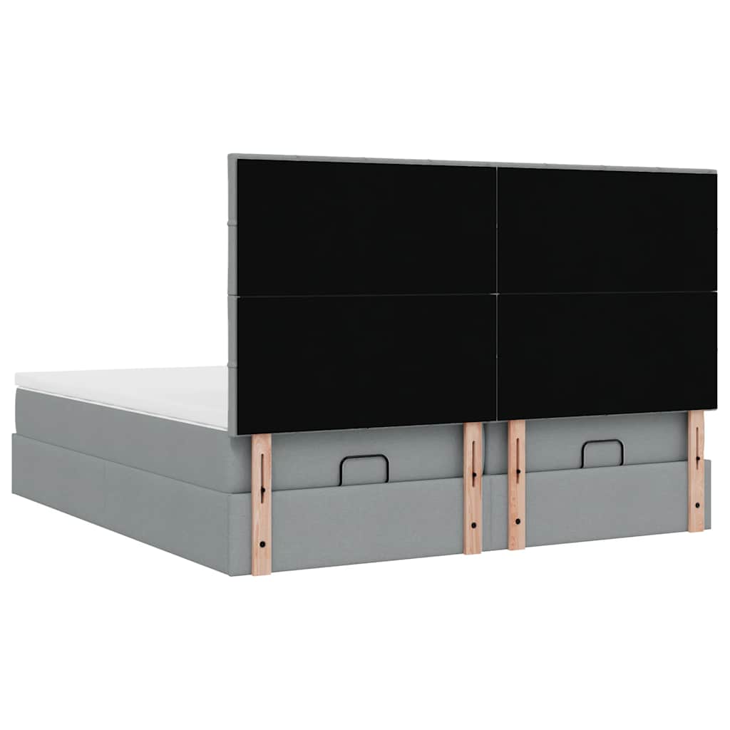 Ottoman bed met matrassen en LED's 160x200cm stof lichtgrijs is nu te koop bij PeponiXL, paradijselijk wonen!
